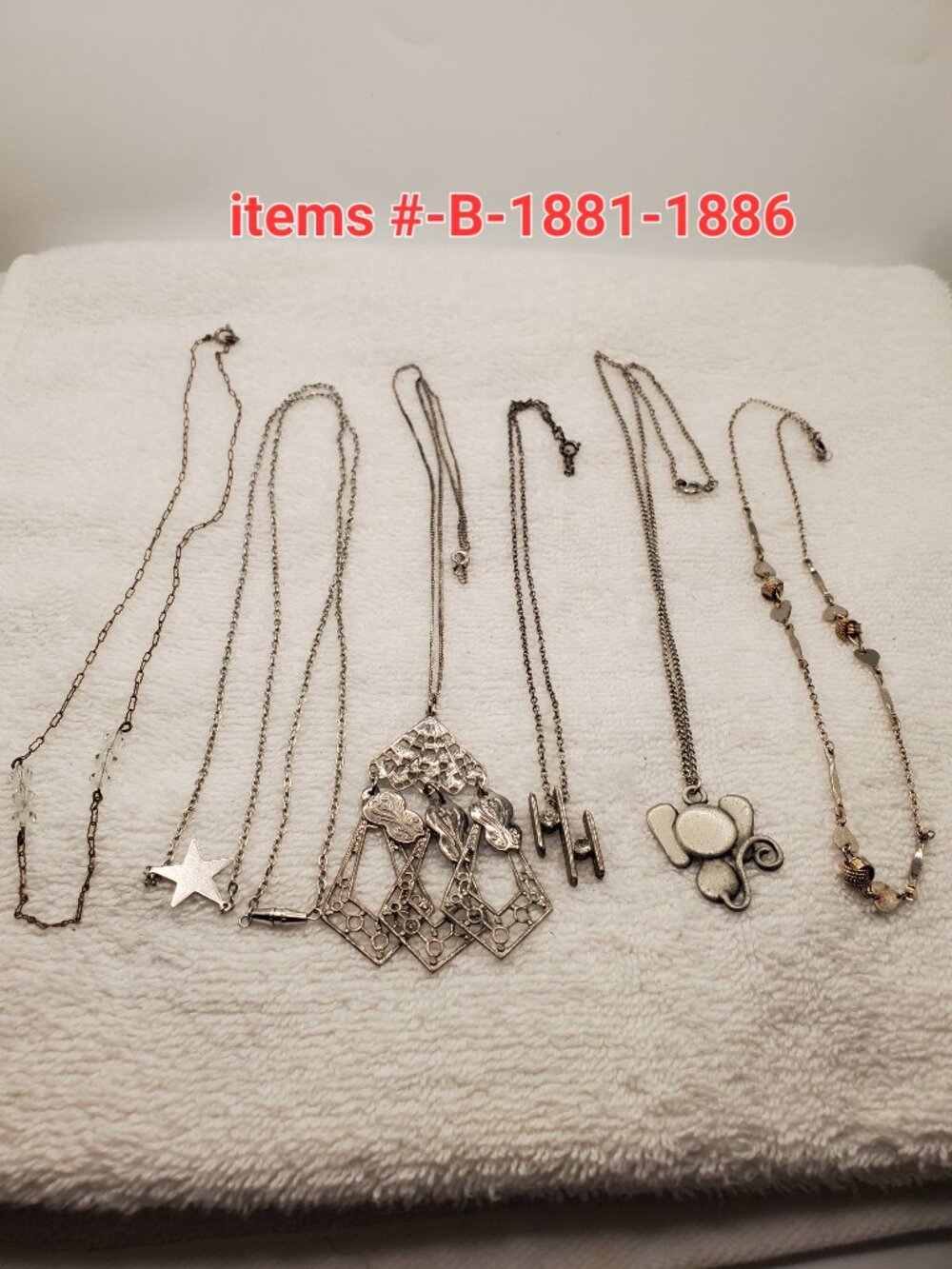 6 Silver chain necklaces, items # B-1881-1886, .  wt. 31 grams.